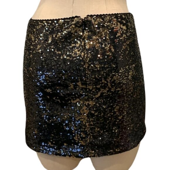 Forever 21 Black Sequin Mini Skirt Sz S #208J - Picture 6 of 8